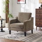 VINGLI Accent Chairs Set of 2, Modern Traditional Armchair for Living Room | Light Brown Reading Chair for Bedroom, Chenille Upholstered Sofa Chairs, Comfy Chair for Small Space, Apartment, Waiting Room