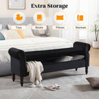 67" End of Bed Storage Bench King Size, Storage Bench for Bedroom, Velvet Bed Bench with Storage Upholstered Tufted Storage Ottoman Bench with Arms for Bedroom, Living Room, Entryway, Black