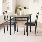 Dining Table Set for 2, Kitchen Table with 2 Upholstered Chairs, Wood 3-Piece Kitchen Dining Room Table Set for Apartment, Small Space, Space Saving, Retro Gary
