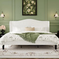 HA CERLIN King Size Bed Frame with Curved Wingback Headboard,Soft White