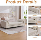 Beige King Size End of Bed Bench,83 Inch Long Bench for Bedroom with Armrests,Entryway Bench,Chenille Chaise Chair,Bench Daybed(Beige,White)