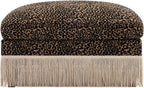 Ottoman Leopard Chenille – Brown & Black Modern Modular Footstool with Luxe Chenille Fabric, Tassel Trim, Ergonomic Support Assembly