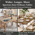 70.8 Inch Rectangular Dining Table for 6-8 People, Farmhouse Kitchen Table with Metal Base & Solid Wood Top, Easy Assembly, Water-Resistant, for Dining Room & Kitchen, Natural & White