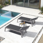 PURPLE LEAF Patio Chaise Lounge Set for 2, Oversize Seat, Grey | Reinforced aluminum frame with angled legs supports up to 320 lbs, providing solid stability without sagging or rocking