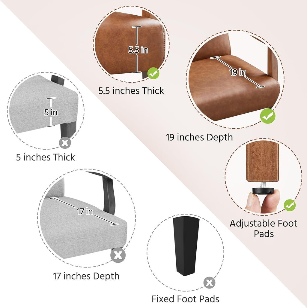 Yaheetech Accent Chairs Set of 2, Mid-Century Armchairs, Light Brown | Cushioned Club Chairs with Supportive Sloped Backrests and Sturdy Wood Arms Fit Small Living Rooms, Offices, Reading Nook