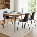 LSSBOUGHT Modern Dining Chairs Set of 4, Mid-Century Plastic Kitchen Chairs with Metal Legs, Comfortable Armless Side Chairs for Dining Room, Kitchen, Living Room & Small Spaces (Black)
