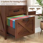 Halitaa Small Farmhouse File Cabinet with 3 Drawers for Home Office, Walnut | Vertical Filing Cabinet Fits Letter and A4 Size, Farmhouse Printer Stand, Under Desk Wooden File Cabinet