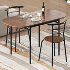 GOFLAME 3-Piece Drop Leaf Dining Table Set, Extendable Kitchen Breakfast Table with 2 Chairs, Space Saving Folding Dining Room Set for Home Kitchen, Apartment, Small Space, Rustic Brown