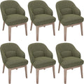 MALOL Dining Chairs Set of 6 with Lumbar Support,Fabric Upholstered Kitchen Chairs with Wooden Legs,Green