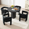 Modern Dining Chair Set of 2 / Living Room Chairs, Fabric Armchair, Upholstered Barrel Chair for Living Room Kitchen Reception (Black Teddy, Set of 6)