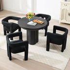 Modern Dining Chair Set of 2 / Living Room Chairs, Fabric Armchair, Upholstered Barrel Chair for Living Room Kitchen Reception (Black Teddy, Set of 6)