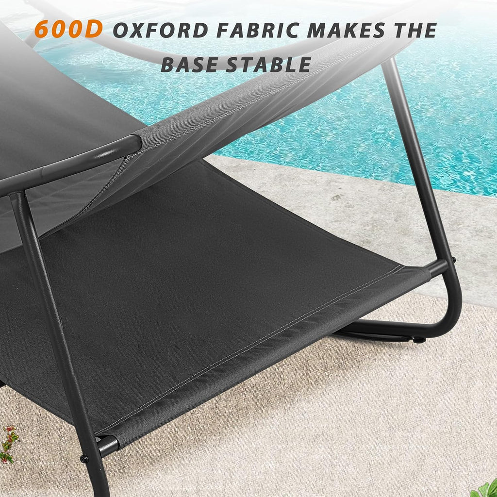 Outdoor & Indoor Oversized Rocking Chairs Set of 2 with Thick Cushions | Metal Frame, Papasan Style, Great for Living Room, Patio, Porch, Garden, Backyard
