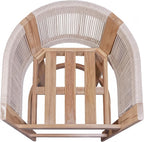 Merax Outdoor Bar Stools Set of 4, Rope Rattan Patio Barstools with Footrest and Cozy Cushions, Outdoor Acacia Wood Counter Height Bar Stools for Garden Backyard Pool Bar Chairs, Beige