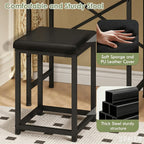 X-cosrack Small Black Makeup Vanity Desk 19.7''W with Adjustable Mirror and Chair, Space-Saving Vanity Table with 2 Fabric Drawers 2 Opening Shelves for Girls Gifts, Bedroom, Small Spaces, Black