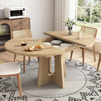 Epecoya 59-Inch Extendable Round Dining Table for Dining Room, Light Oak | 4-6 People Farmhouse Oval Wood Expandable Kitchen Dinner Table with Heavy Cross Pedestal for Living Room, Apartment