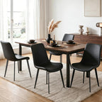 Black Dining Chairs Set of 8, Mid Century Modern Faux Leather Kitchen Chairs, Comfy Upholstered Dinner Chairs with Durable Metal Legs for Dinning Room Living Room Kitchen, Black