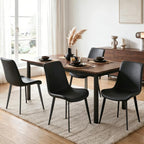 Modern Dining Chairs Set of 6, PU Leather Dining Room Chairs, Upholstered Kitchen Chairs with Ergonomic Backrest & Sturdy Metal Legs, Perfect for Dining Room, Living Room, Black