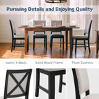 chairus Farmhouse Dining Chairs Set of 4, Upholstered Armless Dining Room Chairs with Stuffed Back and Cushion Wooden Kitchen Chairs for Dining Table/Restaurant/Reception, Linen Grey/Black Leg