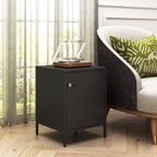 Steehoom Metal Lockable Nightstand, Single Door Locker Metal End Table Small Bedside Storage Cabinet for Living Room, Bedroom, Dorm, 21.26”H X 15.75”W X 15.75”D (1 Door, Black)
