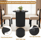 31.5 inch Round Dining Table for 2, Farmhouse Wood Fluted Dinner Round Kitchen Table with Wood Fluted Base, Mid-Century Modern Small Circle Dining Room Ta ble for Kitchen Living Room (Black)