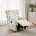Swivel Glider Floral Recliner Chair, High Back Swivel Rocker Fabric Wingback Chair for Living Room, Rivet Trim Upholstered Armchair Manual Sofa Seating - Rococo Green