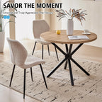 39" Round Dining Table Set for 4, Mid Century Kitchen Table with 4 Boucle Upholstered Dining Chairs for Apartment Living Room Space Saving