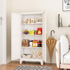 erosoei Metal Pantry Storage Cabinet, Kitchen Storage Cabinets with Adjustable Feet and Shelves, Metal Pantry Cabinet for Kitchen, Living Room, Laundry Room and Dinning Room (2door-White)