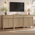 SICOTAS 87" Extra Large Buffet Cabinet with Storage, Modern Fluted Sideboard Cabinet with Drawers & Adjustable Shelves, Premium Credenza for Large Spaces, Reclaimed Light Oak, 3 PCS
