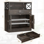 Shintenchi Kitchen Storage Cabinet with Adjustable Shelves and Drawers, Modern Buffet Sideboard, Wood Buffet Cabinet with Doors, Floor Cabinet Cupboard for Coffee Bar Living Room, Dark Brown
