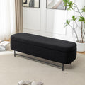 56" Boucle Storage Bench for Bedroom, Upholstered Teddy Ottoman Bench, Modern Extra Long Storage Bench for End of Bed/Entryway/Livingroom/Window (Black)