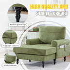 Eafurn 38" Modern Chaise Lounge Recliner Daybed Indoor, Comfy Chenille Upholstered Single Sofa Bed with Wodden Legs and Side Pockets, Deep Seat Sleeper Armchairs Couch for Living Room