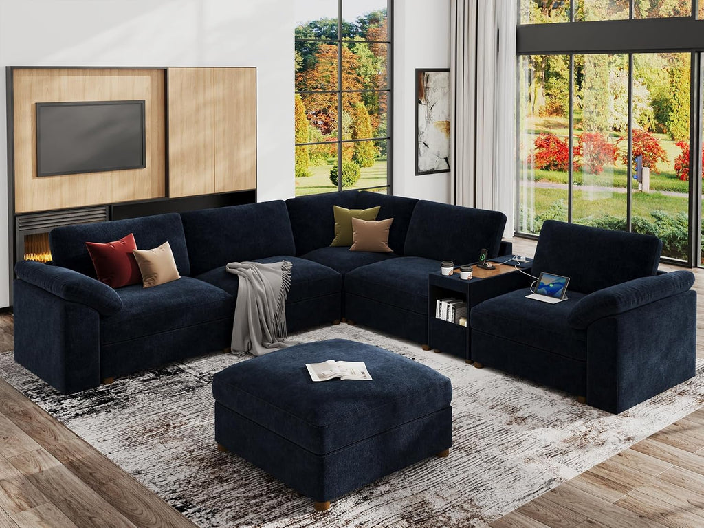 EASE MOOSE Oversized Sectional Sofa, L Shape Modular Deep Seat Couch | Extra large Sectional Wide seats,Comfort Modern Cloud Modular Sectional sofa With console,Removable washable