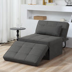 BIGSYY Sofa Bed, Set of 4 in 1 Multi-Function Folding Ottoman Breathable Linen Couch Bed with Adjustable Backrest Modern Convertible Chair for Living Room Apartment Office, Dark Grey