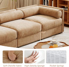Oversized Modular Sectional Sofa with Storage Seat, 75.5" Chenille Lovseat Sofa with Cylindrical Backrest & Armrest, Modern Comfy 2-Seat Sofa Upholstered Deep Seat Couch for Living Room, Camel