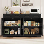 HOSTACK 60" W Sideboard Buffet Cabinet with Storage, Kitchen Cabinet, Black