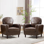 Mid Century Accent Chair, Modern Faux Leather Arm Chair, Comfy Upholstered Reading Chair Single Sofa Chairs for Living Room, Bedroom, Club, PU Coffee