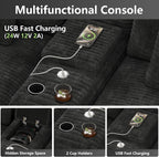 151" U Shaped Cloud Sectional Couch Modular Sofa, Comfy Oversized Couches for Living Room, Plush Corduroy Sectional Sofa Set with Ottoman Storage Console USB, Olive Dark Gray
