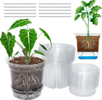 20 Pack 5 Inch Clear Self Watering Plant Pots with Bottom Water Tray & Watering Rope, Transparent Nursery Pots with Drainage for Seedlings, Herbs, and Houseplants