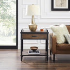 Art Leon Side Table - Mid Century Modern Night Stand, Bedside Table with Wood Drawer, End Table with Storage Shelf for Living Room, Walnut