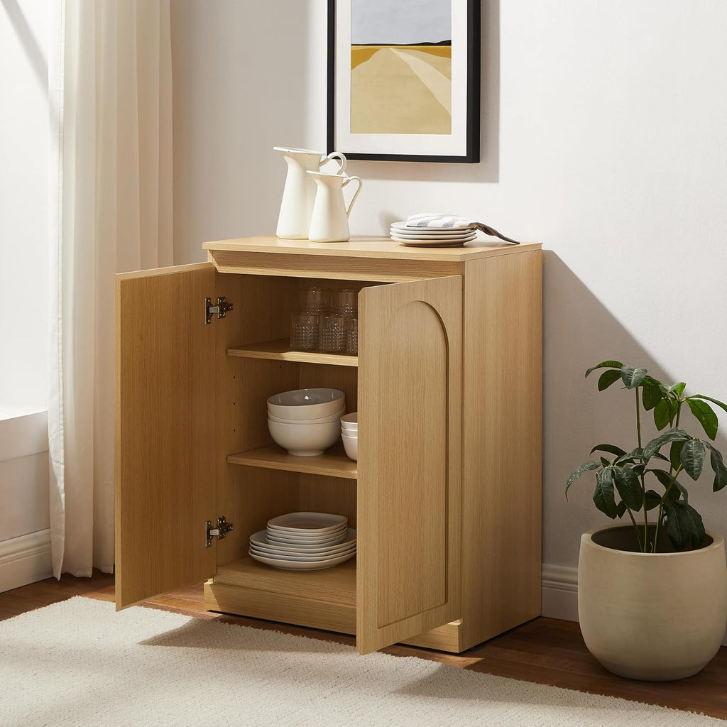 Crosley Furniture Marco Modern Kitchen Pantry Storage Cabinet with Shelves, Dining, or Laundry Room, Ash