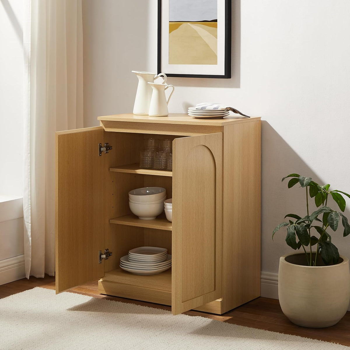 Crosley Furniture Marco Modern Kitchen Pantry Storage Cabinet with Shelves, Dining, or Laundry Room, Ash