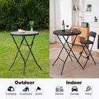 32" Round Folding Table, Portable Bar Height Folding Table with Detachable Legs, Round Foldable Table with HDPE Top for Standing Parties, Balcony, Event, Indoor Outdoor Use (Black, 2 Pack)