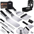 Griddle Accessories Kit for Blackstone Griddle- Stainless Steel Flat Top Grill Tools Set with Spatulas, Basting Cover & Carry Bag - Complete BBQ Cooking Kit for Outdoor, Backyard (Ideal Gift for Men)