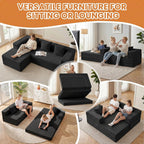 79" Modular Sectional Sofa, Convertible Sleeper Sofa Bed, Modern Tri-Folding Cloud Couch with L-Shape Chaise, Corduroy Futon for Living Room Small Spaces Apartment, No Assembly