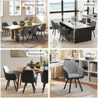 Furniliving 360° Swivel Dining Chairs Set of 2, Mid Century Modern Upholstered with Mental Frame Legs, Dining Chairs with Arms & Thickened Cushions for Kitchen, Living Room, Velvet, DrakGrey