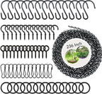 YINGFENG 236 Inch Black Metal Hanging Chains and Hanging Basket Hooks Set for Bird Feeders, Birdbaths, Planters, Grow Lights, Lanterns, Wind Chime and Ornaments, Eye Screws, Chain Hooks DIY