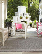 Unique Loom Outdoor Border Collection Area Rug - Soft Border (13' Square Black/Ivory)