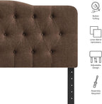 Modway Annabel Premium Linen Blend Queen Headboard in Cocoa - Soft Fabric Headboard Only with Diamond Button Tufting and 7 Height-Adjustable Positions