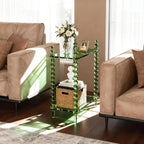 Acrylic Side Table 2-Tier, Clear Nightstand with Storage, Narrow Bedside End Table for Small Spaces (Green, 20.6"×10.4“×26”)