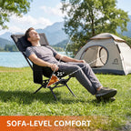 Armless Rocking Camping Chair for Adults, Portable Folding Outdoor Rocker with Spring-Action Technology, Heavy Duty Mesh Camp Chair for Fishing, Tailgating & Picnic, Supports up to 500 lbs, Black